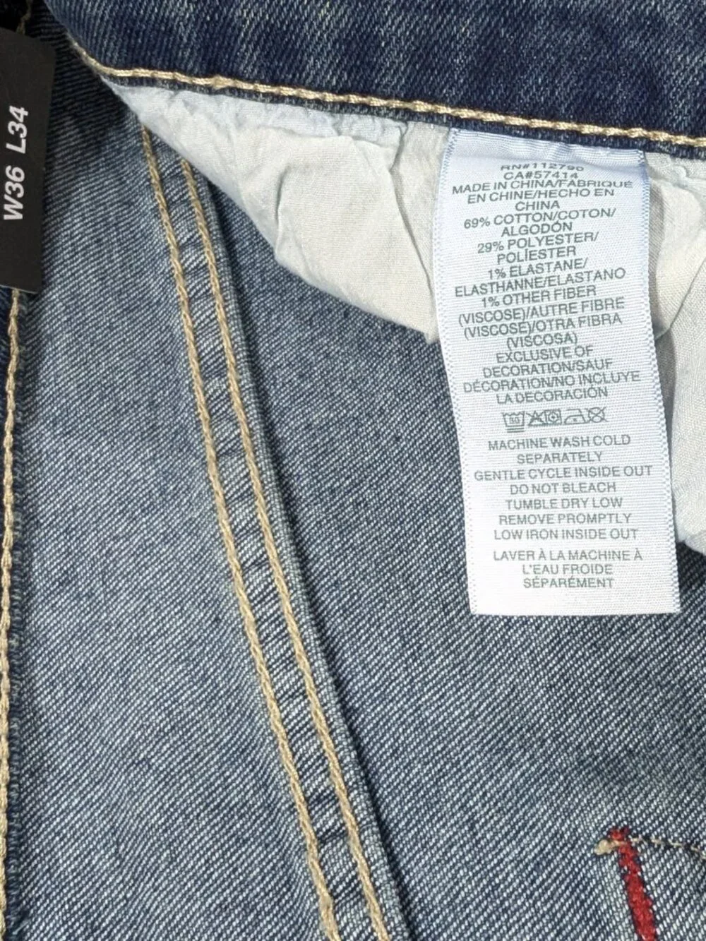 $164 True Religion Ricky Relaxed Straight Jean Men`s Size 36x34 Medium Wash